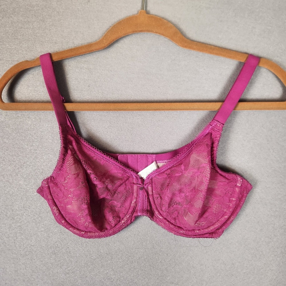 Wacoal Bra Women's Size 32D Pink Lace Finesse Underwire Unlined 855201